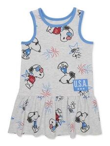 Peanuts Snoopy Toddler Girl Americana Sleeveless Dress - NWT - 12M - 5T - USA